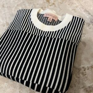 Philosophy Sweater - Black and White balloon sleeve sweater